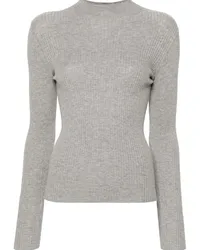 Twin-Set Melierter Pullover aus Rippstrick Grau