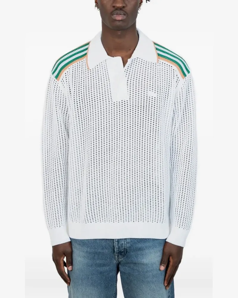 Lacoste Langärmeliges Poloshirt mit gestreiften Schultern - Weiß Weiß