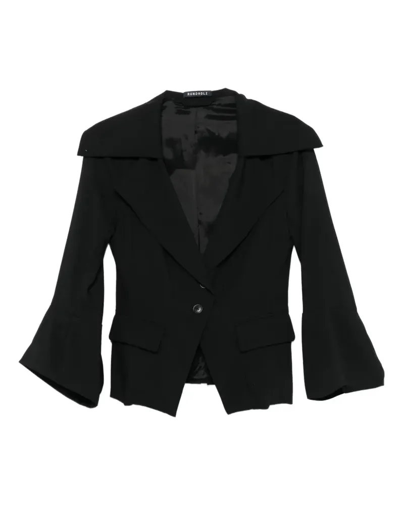 Studiorundholz Jacke mit Glockenärmeln und steigendem Revers - Schwarz Schwarz