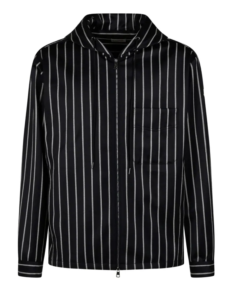 Moncler striped hooded shirt jacket - Blau Blau