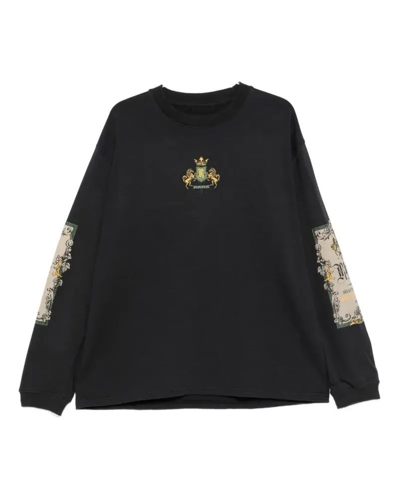 RHUDE Bordeaux Reserve Langarmshirt mit grafischem Print - Schwarz Schwarz