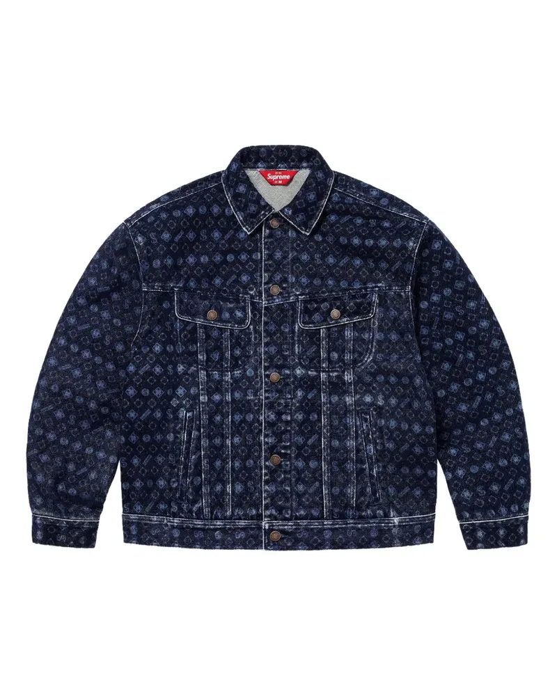 Supreme Being Beflockte Jeansjacke - Blau Blau