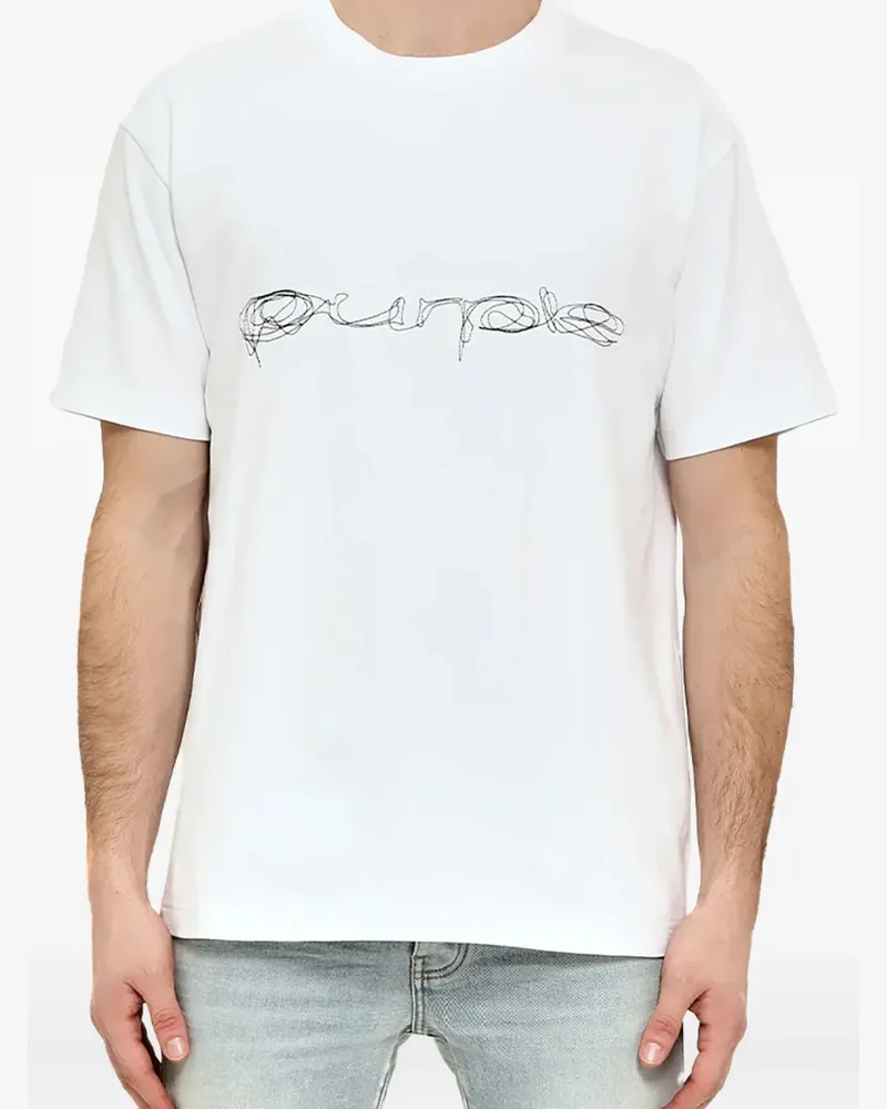 PURPLE BRAND Kurzärmeliges Script T-Shirt - Weiß Weiß