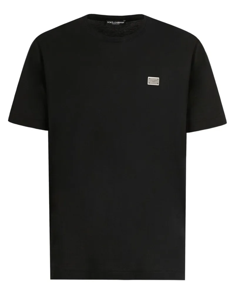 Dolce & Gabbana T-Shirt mit Logo-Schild - Schwarz Schwarz