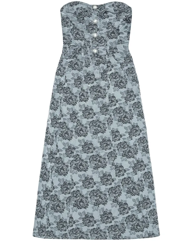 Ganni Midikleid aus Botanical-Jacquard - Blau Blau