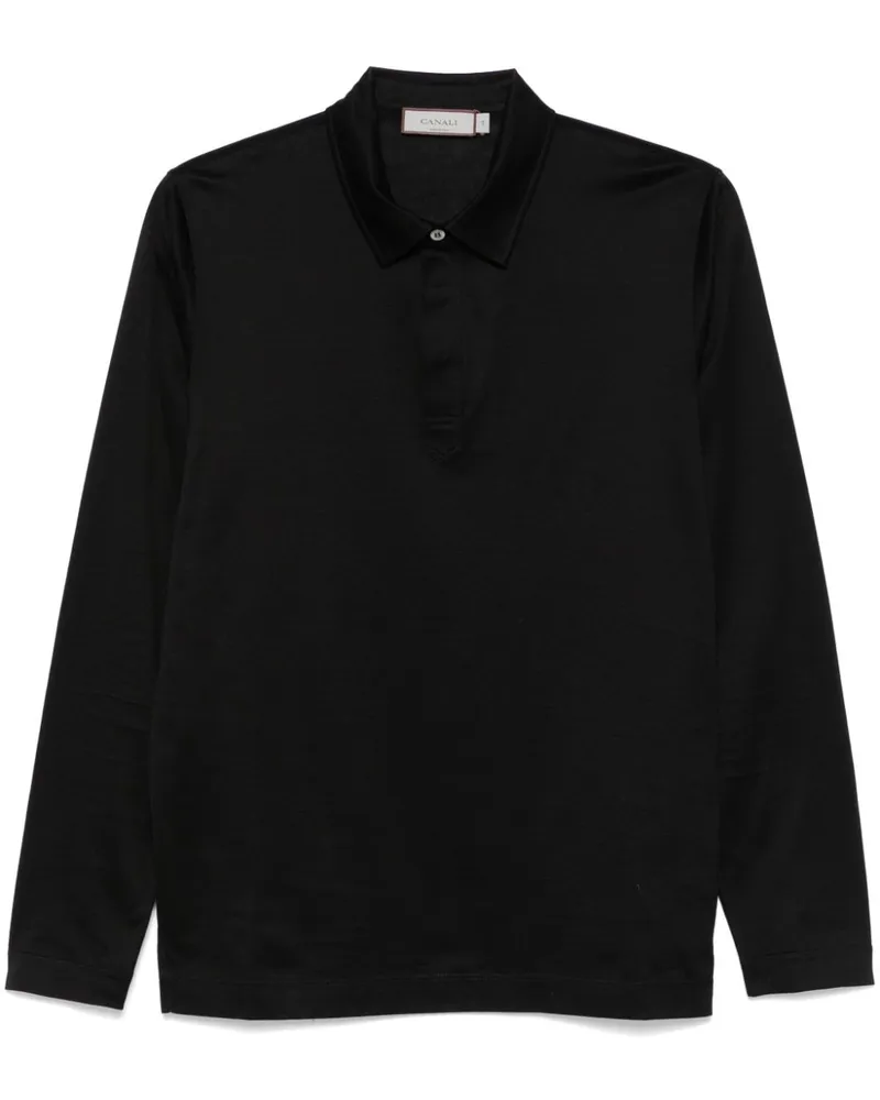 Canali Poloshirt aus leichtem Jersey - Schwarz Schwarz