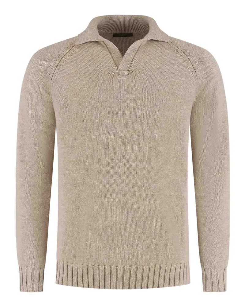 Zanone Pullover mit Raglanärmeln und Poloshirtkragen - Nude Nude