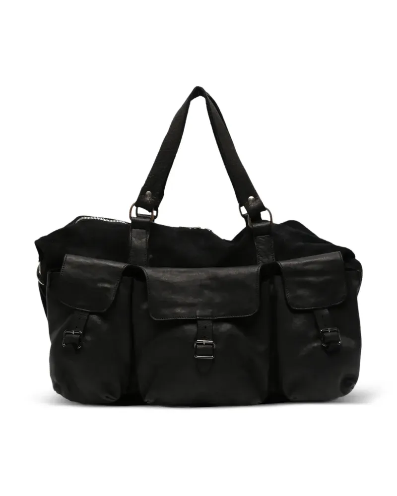 GUIDI cargo-pocket suede tote bag - Schwarz Schwarz