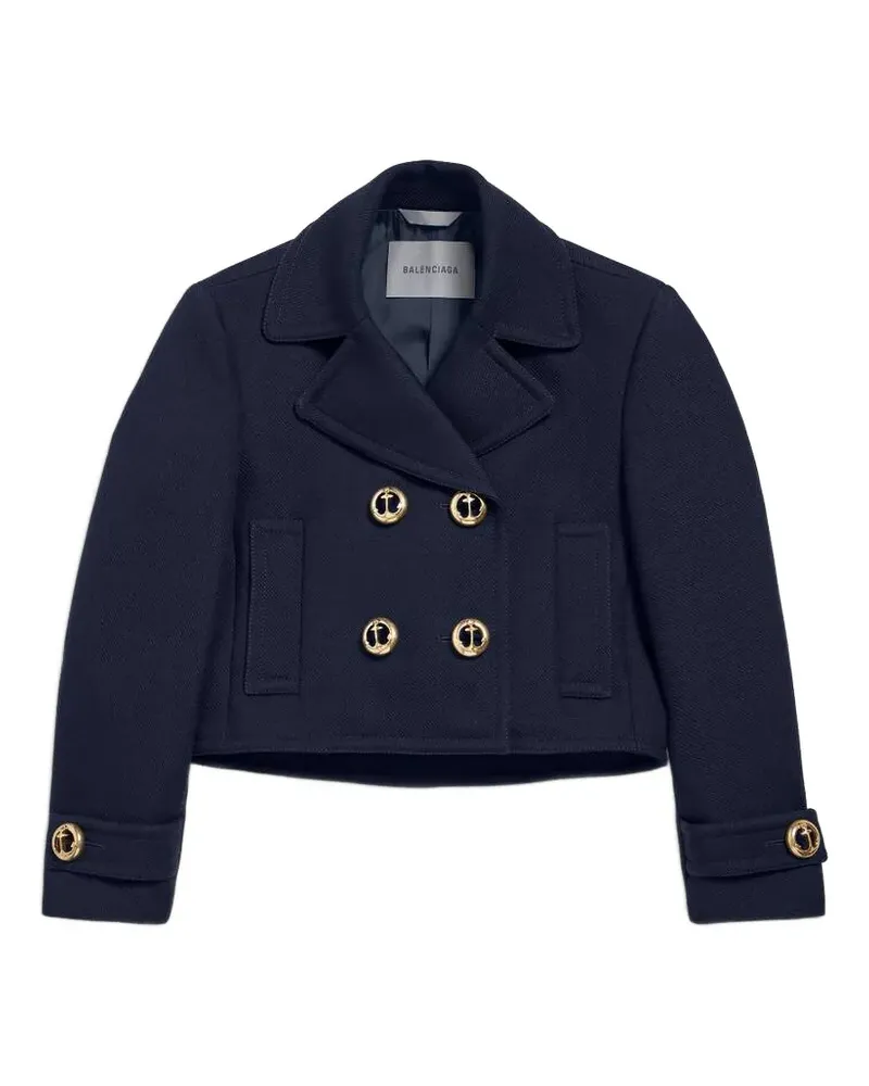 Balenciaga Cropped-Jacke mit Anker-Knöpfen - Blau Blau