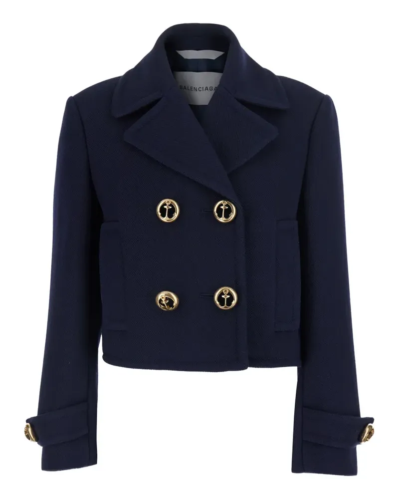 Balenciaga anchor-button cropped jacket - Blau Blau