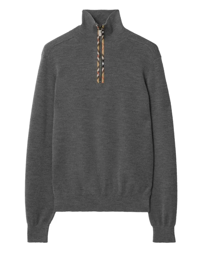 Burberry Karierter Rollkragenpullover mit kurzem Reißverschluss - Grau Grau