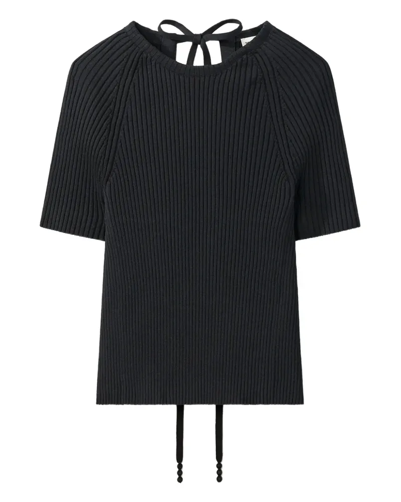 Tory Burch Gerippter Pullover mit Schnürung - Schwarz Schwarz