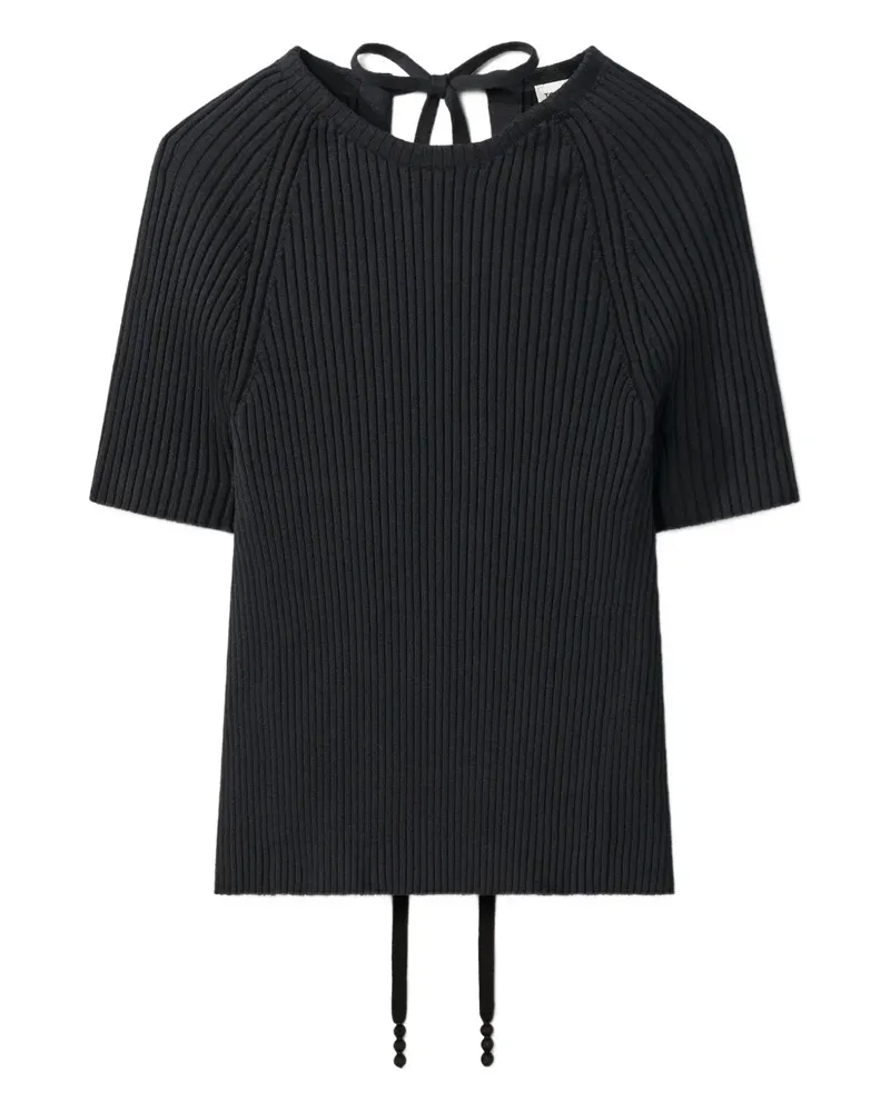 Tory Burch Gerippter Pullover mit Schnürung - Schwarz Schwarz