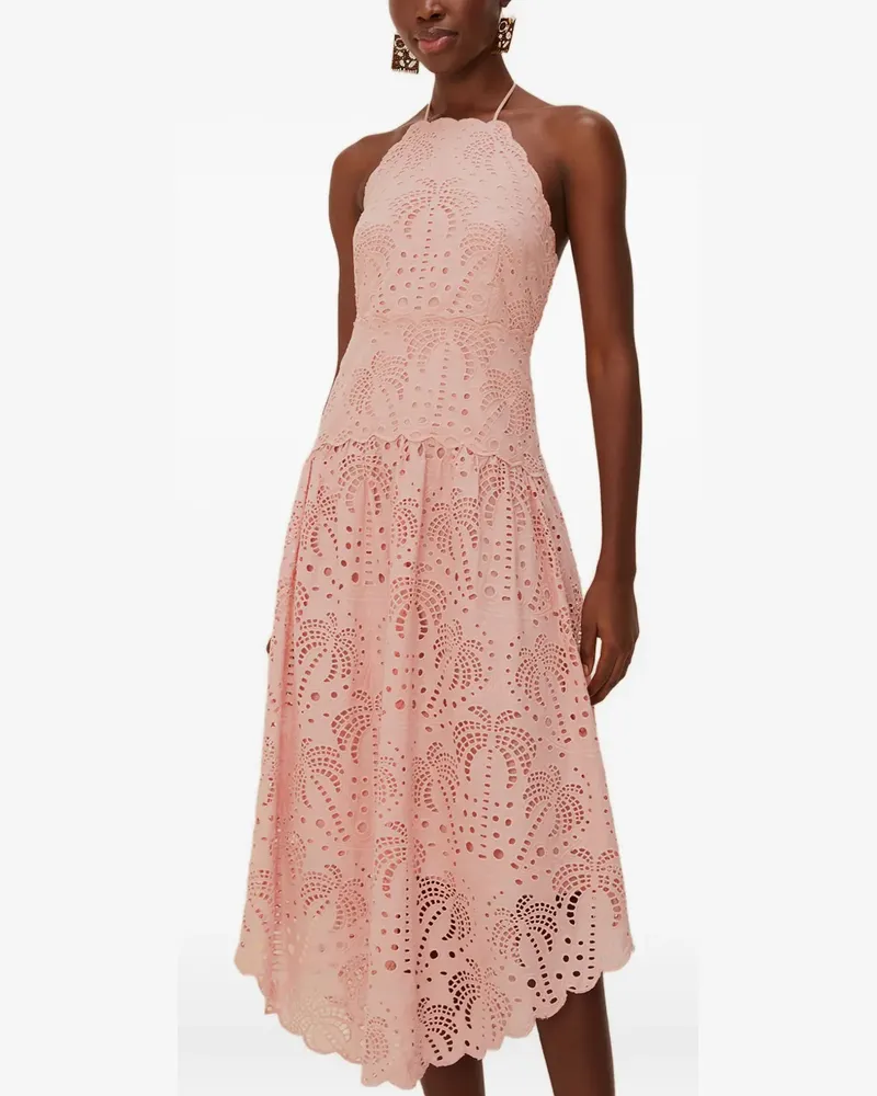 FARM Rio eyelet halterneck midi dress - Rosa Rosa