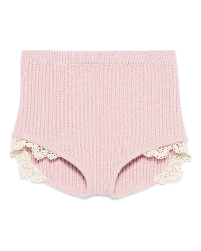 Magda Butrym lace-trim knitted shorts - Rosa Rosa