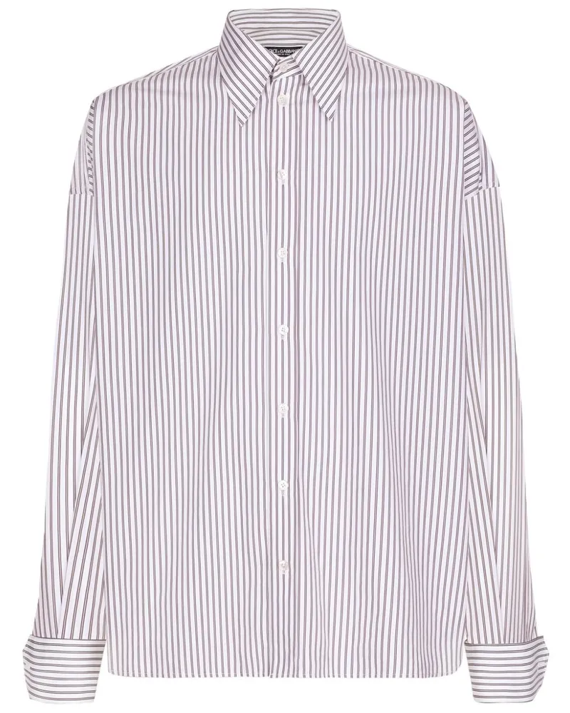 Dolce & Gabbana Gestreiftes Oversized-Hemd aus Popeline - Weiß Weiß