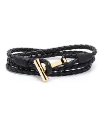 Tom Ford Geflochtenes Armband mit T-Logo Schwarz