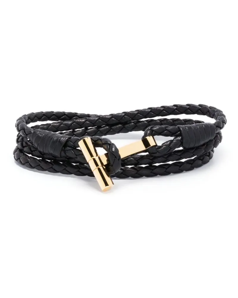 Tom Ford Geflochtenes Armband mit T-Logo - Schwarz Schwarz