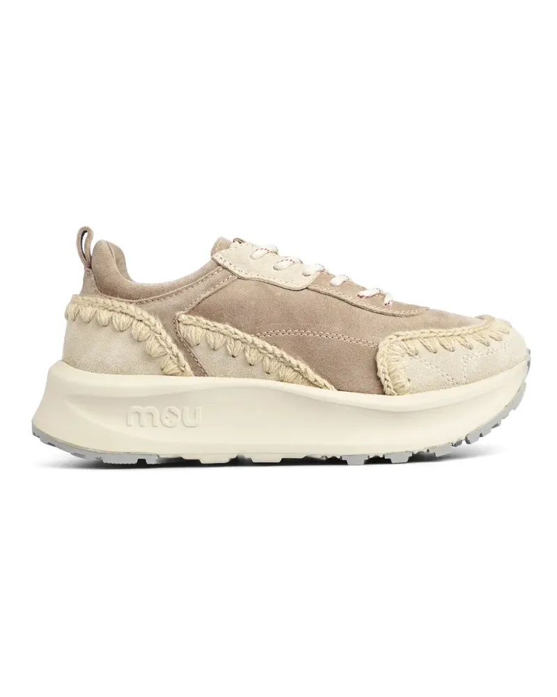 Mou crochet-trim suede sneakers - Braun Braun