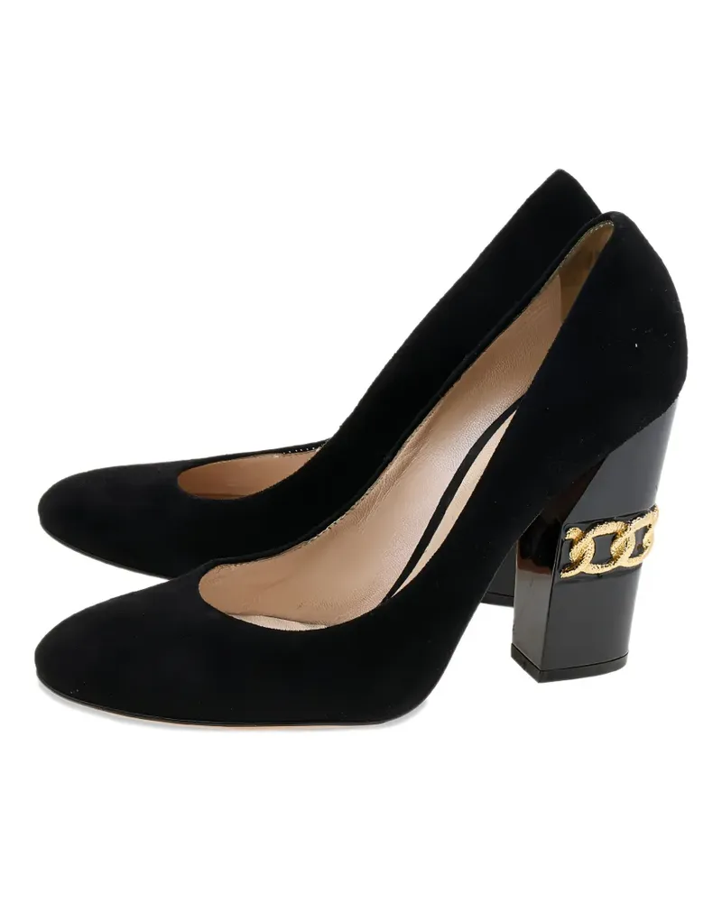 Casadei chain-embellished block-heel pumps - Schwarz Schwarz