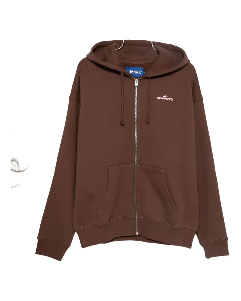 AWAKE NY crown-logo zip-up hoodie - Braun Braun