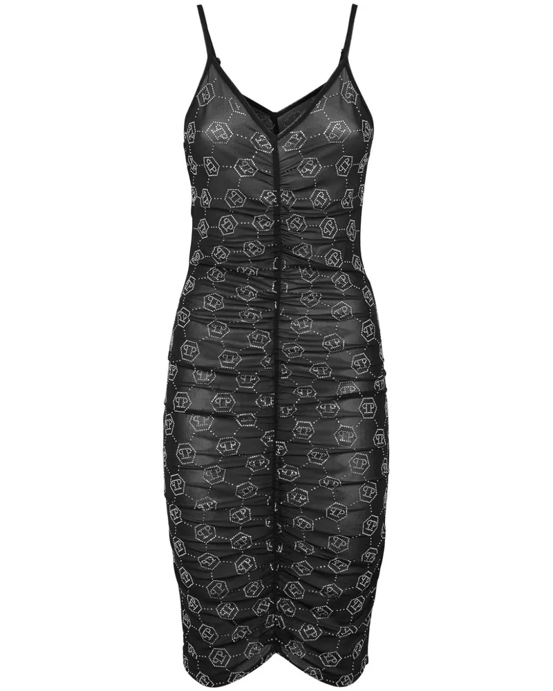 Philipp Plein Tüllkleid mit Monogramm - Schwarz Schwarz