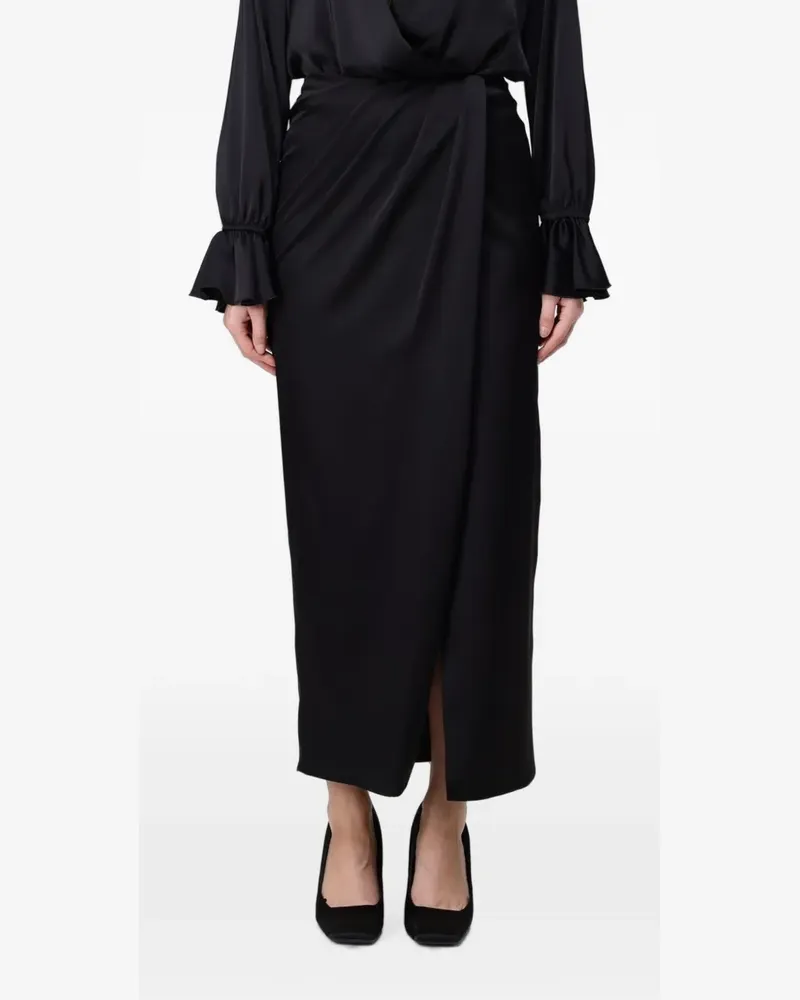 Hanita draped wrap-style maxi skirt - Schwarz Schwarz