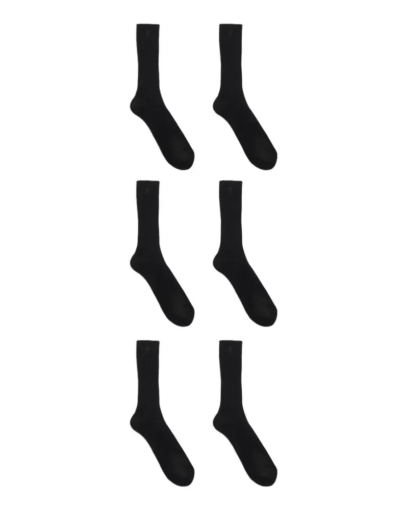 AMI Paris Gerippte Ami de Coeur Socken (3er-Set) - Schwarz Schwarz