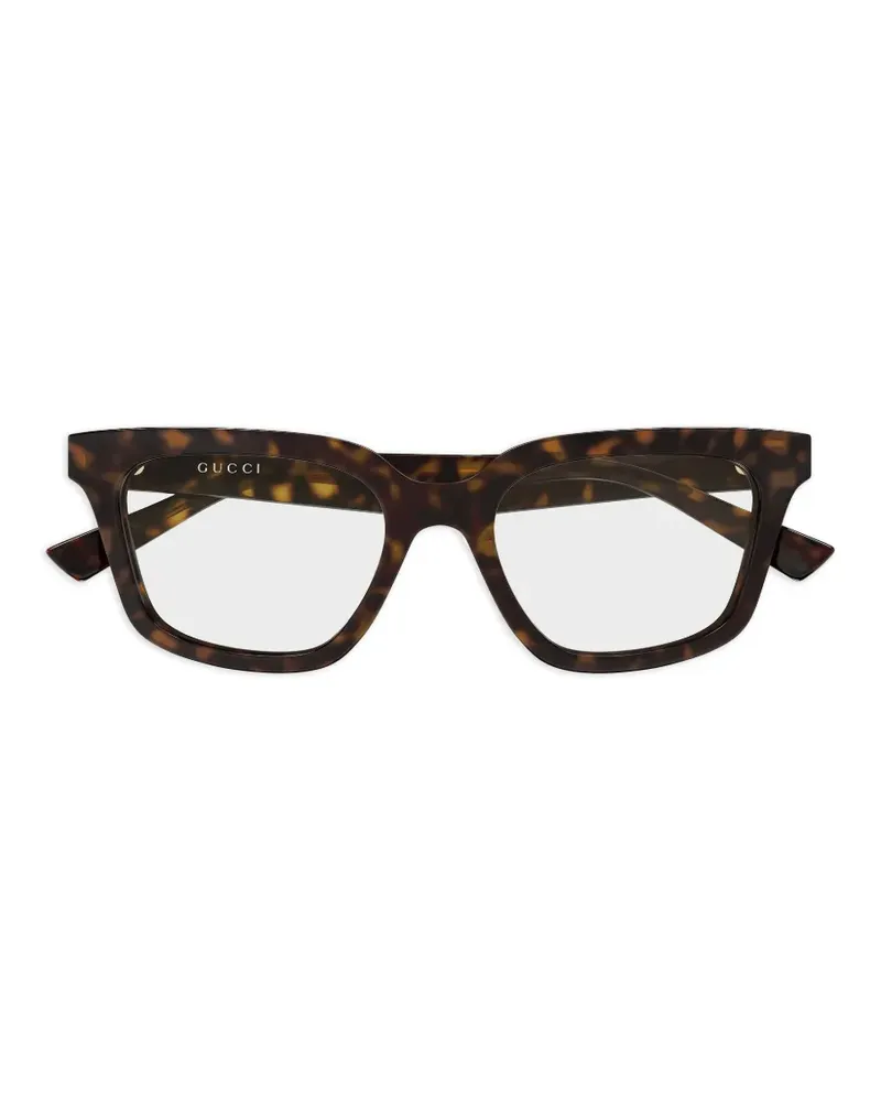 Gucci tortoiseshell-effect rectangle-frame glasses - Braun Braun