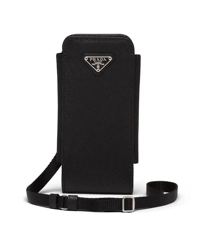 Prada Handytasche mit Logo-Schild - Schwarz Schwarz
