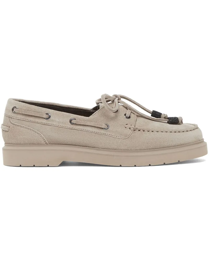 Brunello Cucinelli Segelschuhe mit Monili-Kette - Grau Grau