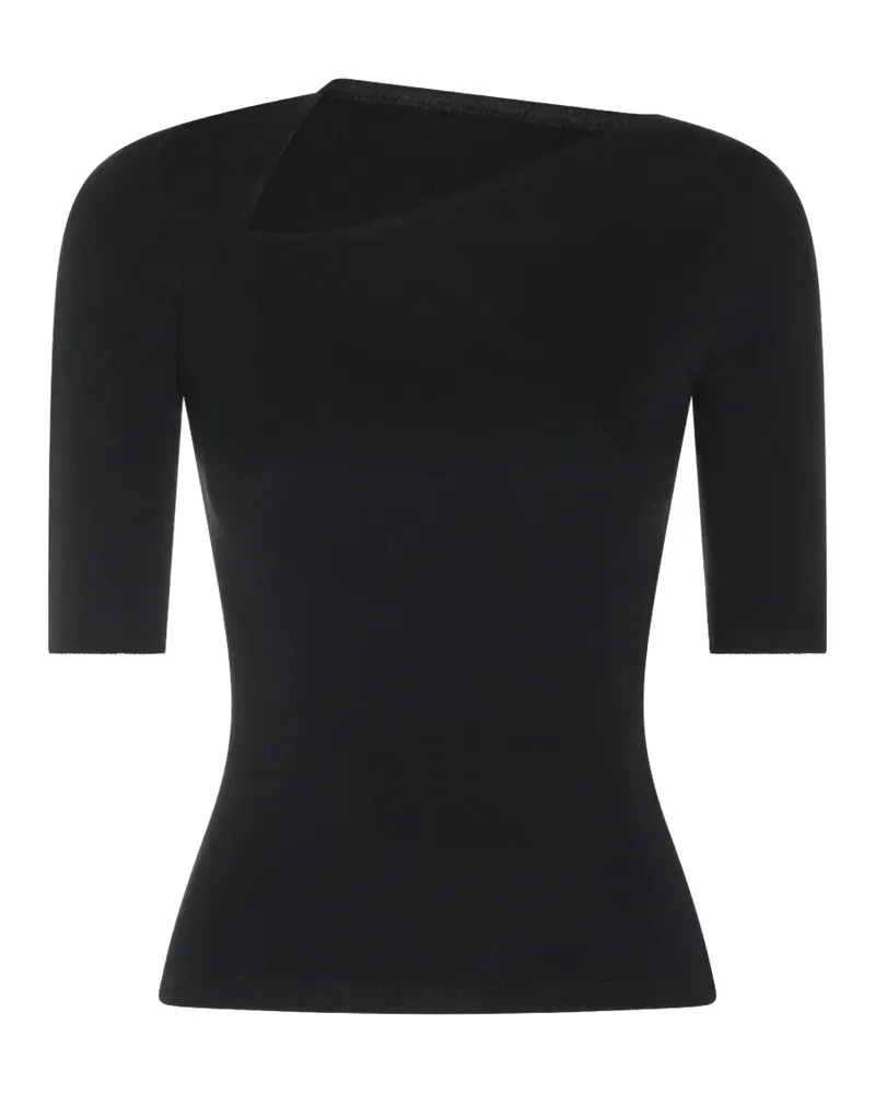 Maison Margiela Geripptes Oberteil mit Cut-Out - Schwarz Schwarz