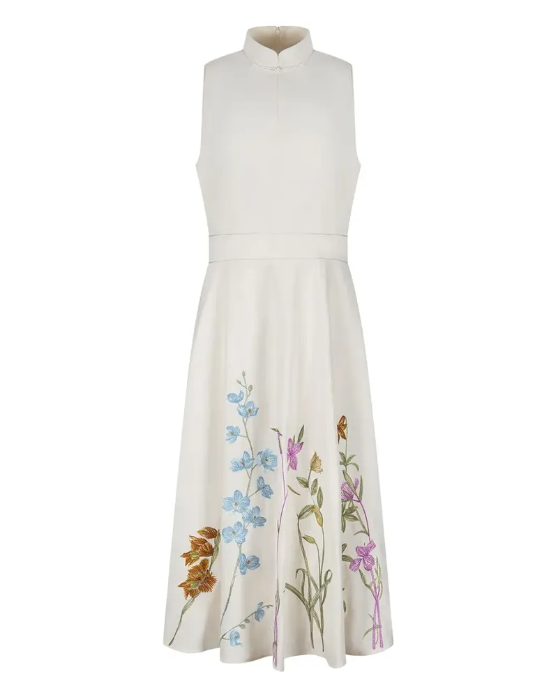 Shanghai Tang Midikleid mit Stickerei - Weiß Weiß