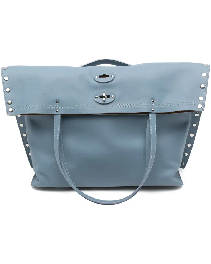 Zanellato Mittelgroßer Saeta Tote Bag mit Nieten - Blau Blau