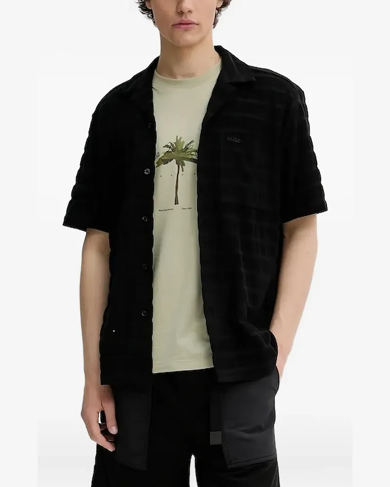 HUGO BOSS Gestreiftes Frottee-Hemd - Schwarz Schwarz