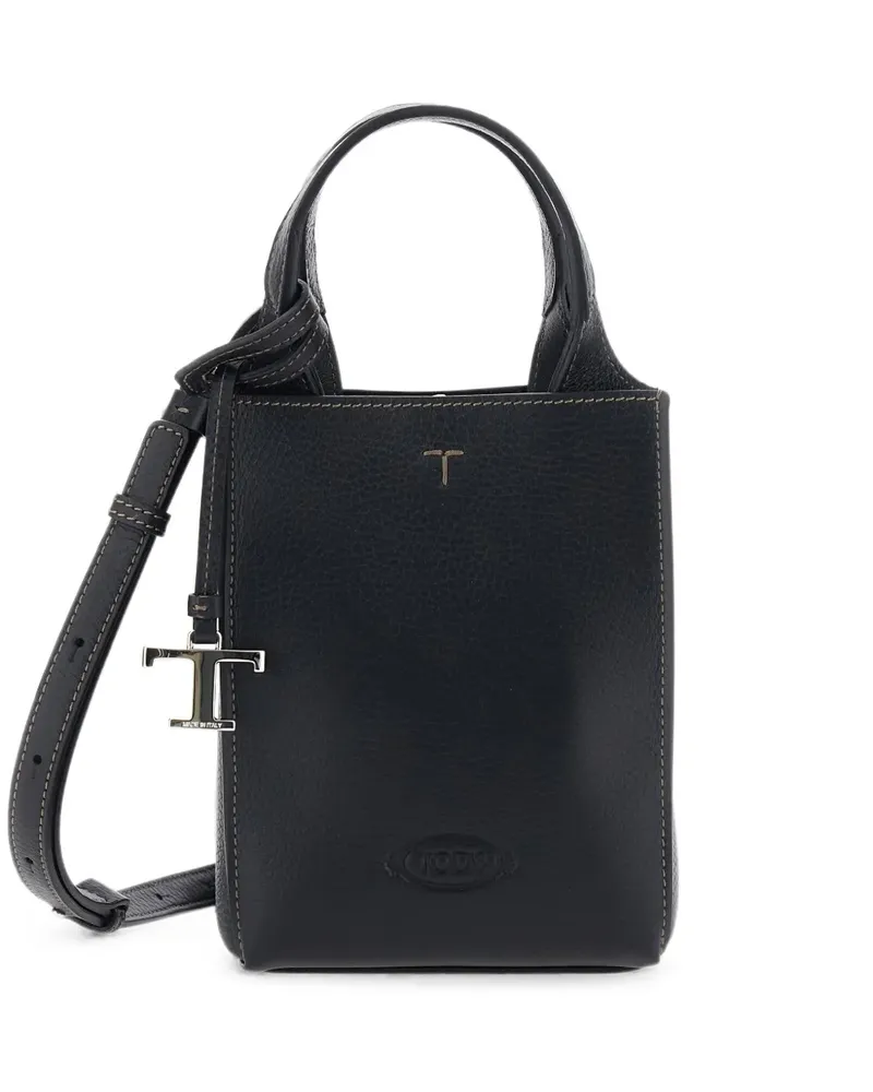 TOD'S Schultertasche mit Logo - Schwarz Schwarz