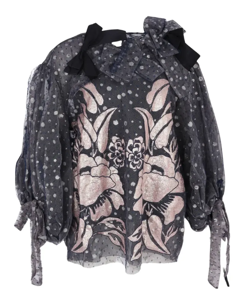 Biyan gathered-sleeve double layer blouse - Blau Blau