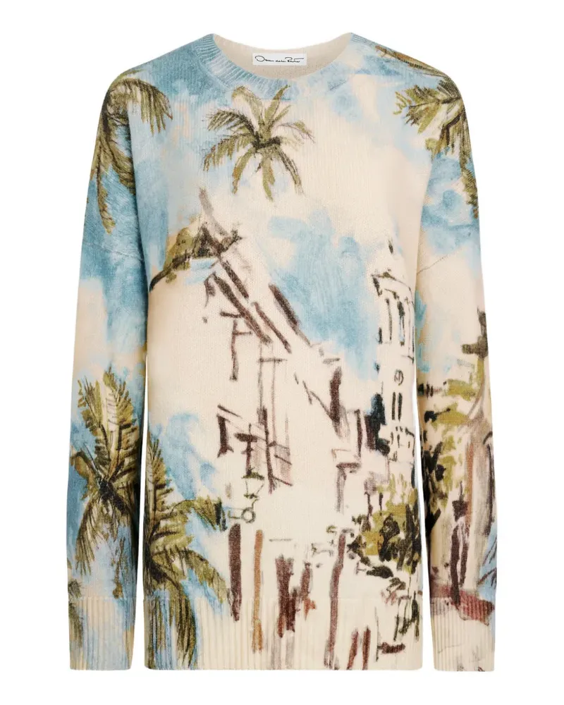 Oscar de la Renta Dominican-landscape oversized pullover - Nude Nude