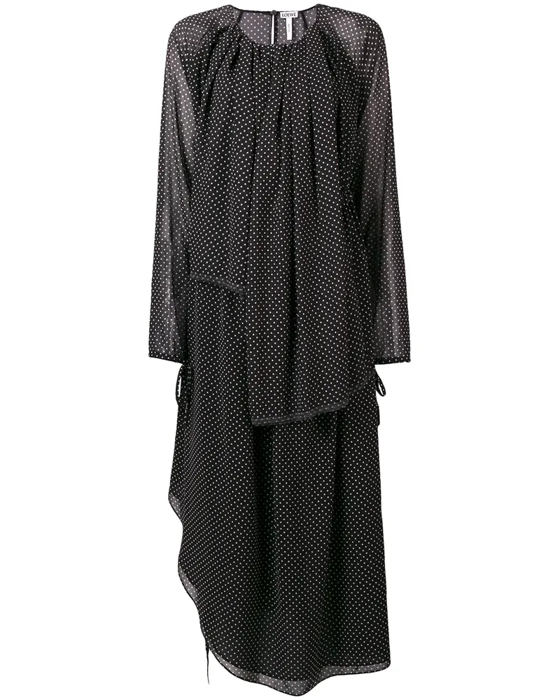 Loewe Gepunktetes Kleid - Schwarz Schwarz
