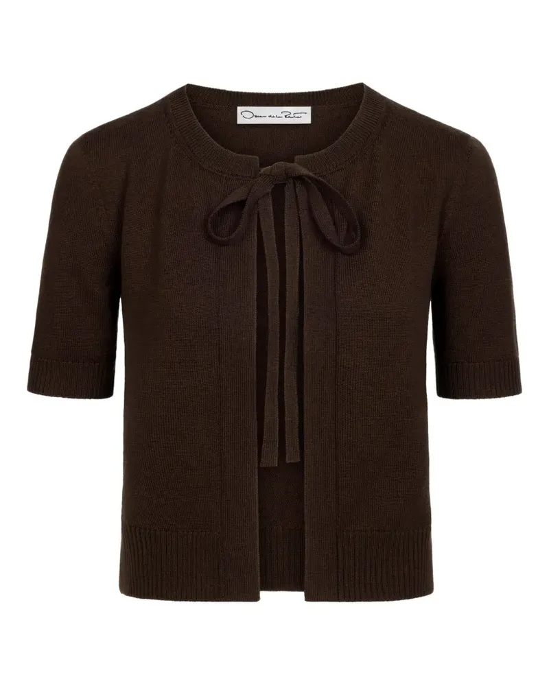 Oscar de la Renta Twinset-Cardigan aus Wolle mit Bindeband - Braun Braun