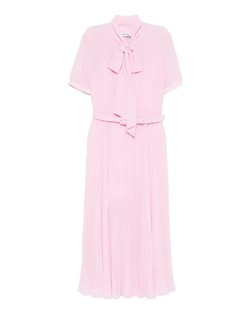Self-Portrait pleated pussy-bow midi dress - Rosa Rosa