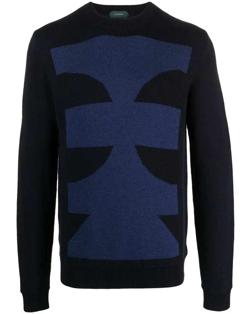 Zanone Pullover mit Jacquardmuster - Blau Blau