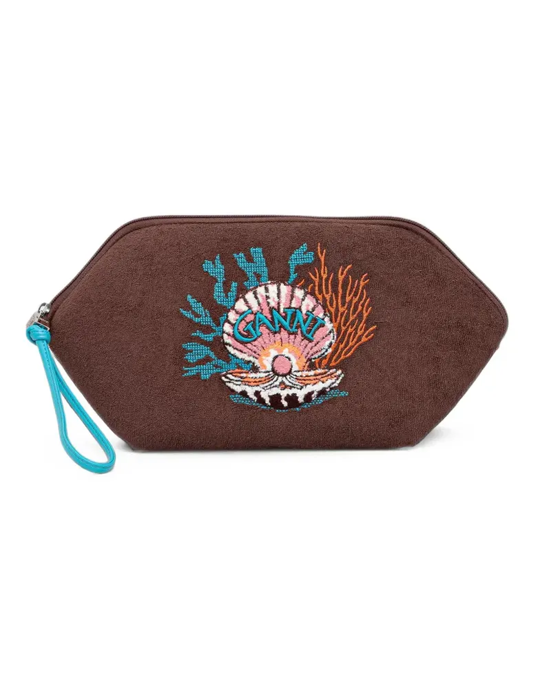 Ganni embroidered towelling pouch - Braun Braun