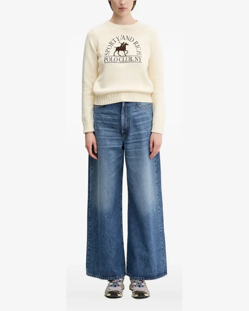 SPORTY & RICH Pullover mit Polo Player - Nude Nude