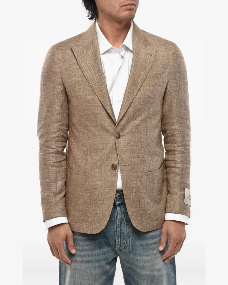 Corneliani CC Collection single-breasted peak-lapel blazer - Braun Braun