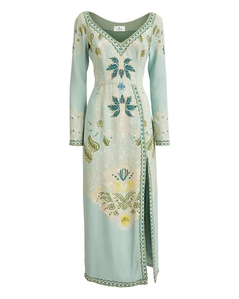 Etro Jacquard-Kleid mit seitlichem Schlitz - Grün Grün