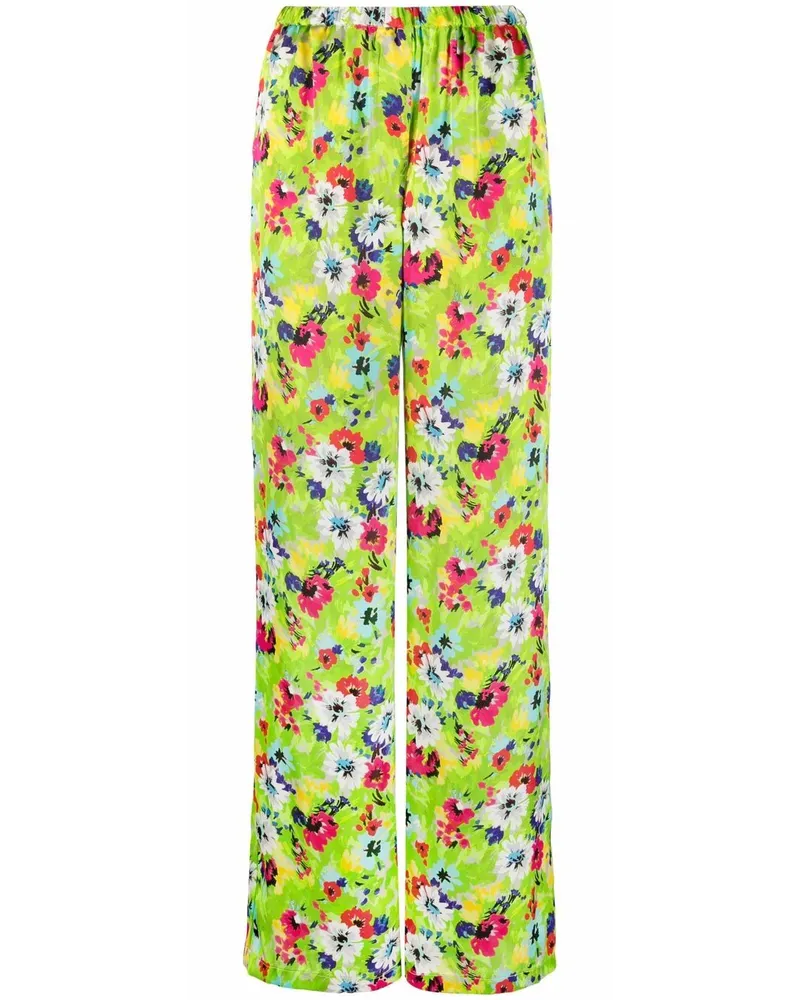 MSGM Palazzohose mit Blumenmuster - Grün Grün