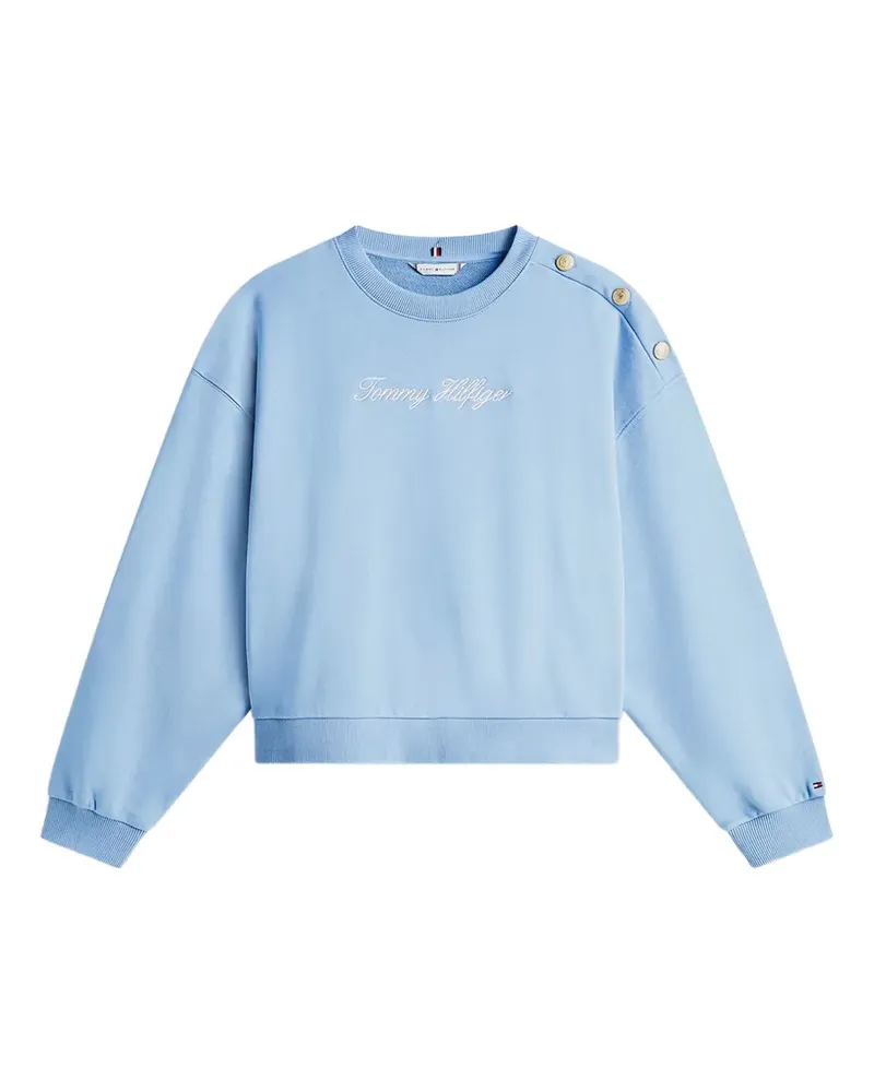 Tommy Hilfiger buttoned logo-embroidered sweatshirt - Blau Blau