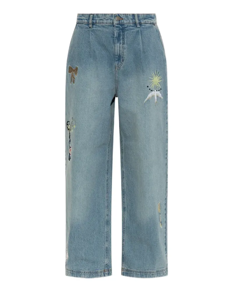 MUNTHE Brali embroidered wide-leg jeans - Blau Blau