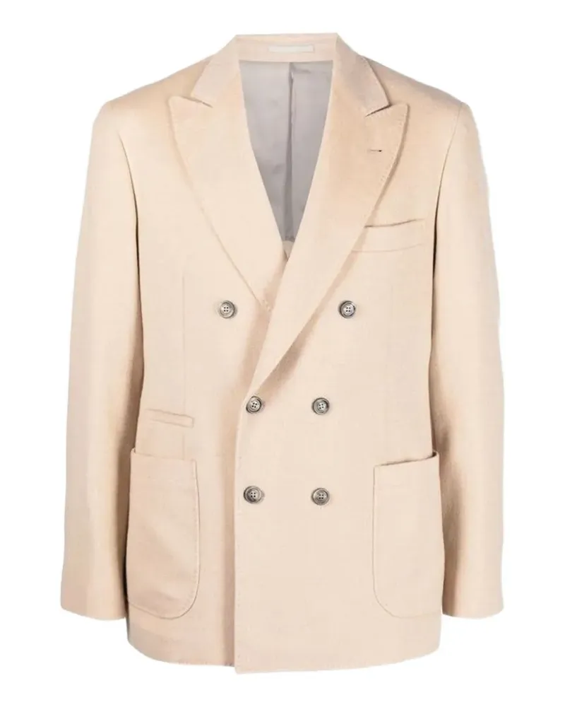 Brunello Cucinelli double-breasted peak-lapel jacket - Nude Nude